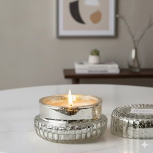 Scented Candle in Silver Macaron Jar