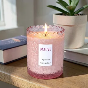 Scented Candle in Soft-Pink Spiral Jar