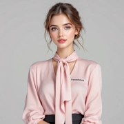 Pink Tie Neck Blouse
