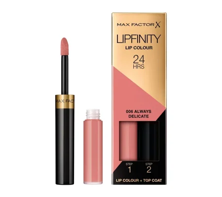 Max Factor 24Hrs Lipfinity Lip Colour & Top Coat Duo -006 Always Delicate