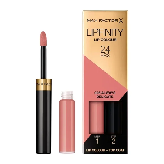 Max Factor 24Hrs Lipfinity Lip Colour & Top Coat Duo -006 Always Delicate