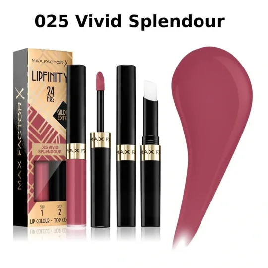 Max Factor 24Hrs Lipfinity Lip Colour & Top Coat Duo - 025 Vivid Splendour