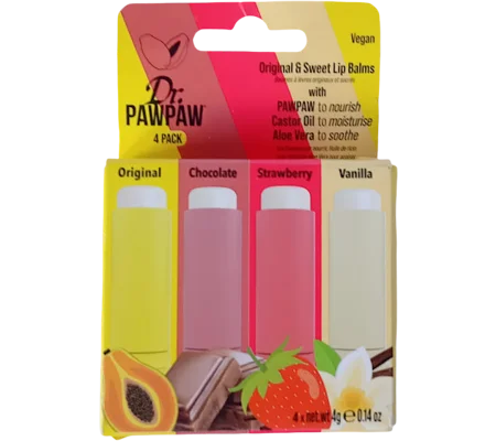 Dr PAWPAW 4 Pack Original & Sweet Lip Balms