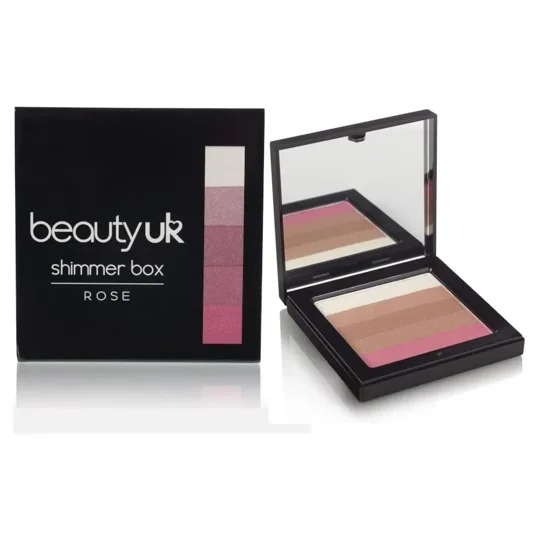Beauty UK Shimmer Blush & Bronzing Box Compact - Rose