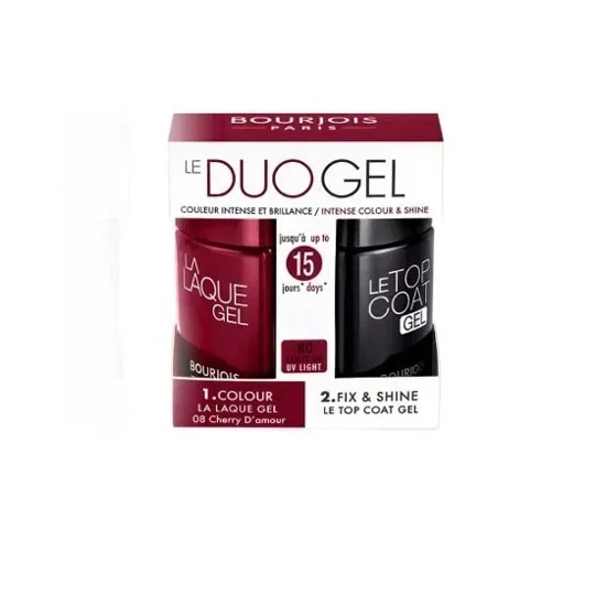 Boxed Set of 2: Bourjois La Laque Gel Nail Polish - Duo Cherry D'Amour & Le Top Coat