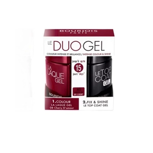 Boxed Set of 2: Bourjois La Laque Gel Nail Polish - Duo Cherry D'Amour & Le Top Coat