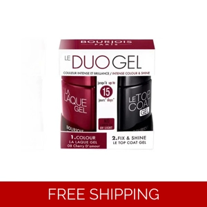 Boxed Set of 2: Bourjois La Laque Gel Nail Polish - Duo Cherry D'Amour & Le Top Coat