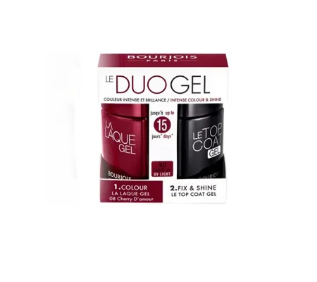 Boxed Set of 2: Bourjois La Laque Gel Nail Polish - Duo Cherry D'Amour & Le Top Coat