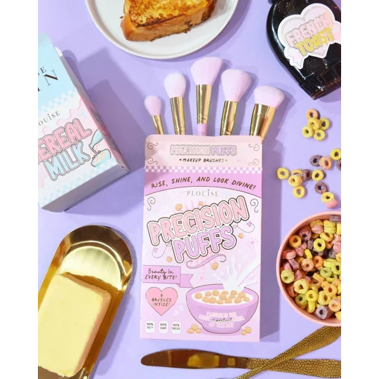 P Louise Precision Puffs 5pc Pink Brush Set