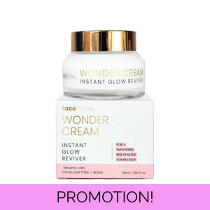 Face Facts Wonder Cream  50ml  Vegan  Instant Glow Reviver.   Powered with Peptides + Green Tea + Vi