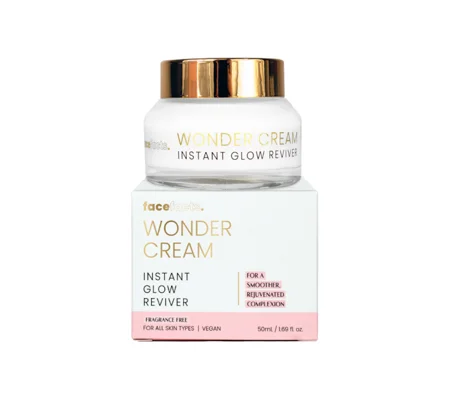 Face Facts Wonder Cream 50ml Vegan Instant Glow Reviver. Powered with Peptides + Green Tea