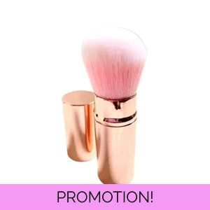Gold Case Retractable Kabuki Brush in Pink - Handbag Size