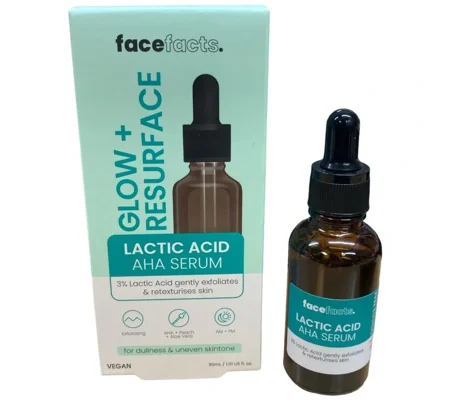 Face Facts Glow & Resurface Lactic Acid AHA Exfoliating Serum - 30ml
