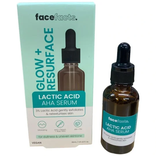 Face Facts Glow & Resurface Lactic Acid AHA Exfoliating Serum - 30ml