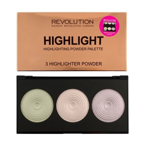 Revolution Makeup Highlighting 3 Highlight Powder Palette - Pink, Violet & Green