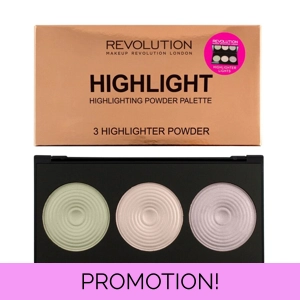 Revolution Makeup Highlighting 3 Highlight Powder Palette - Pink, Violet & Green