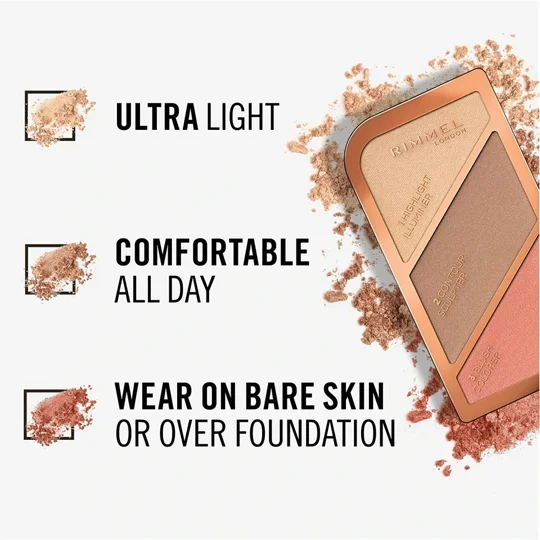 Rimmel Sculpting Palette - Coral Glow (Highlight, Contour, Blush)
