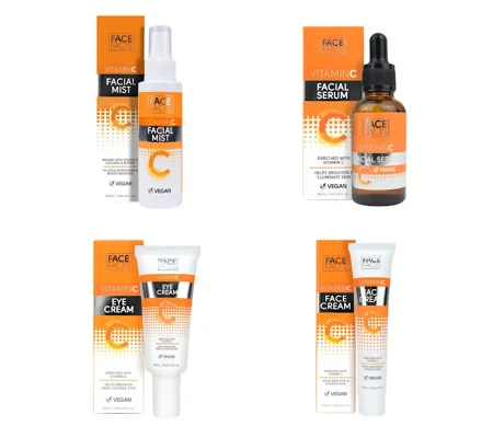 Face Facts Vitamin C Facial Skincare Set: Facial Mist, Serum, Eye & Face Cream Set