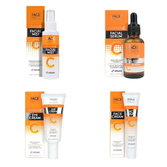 Face Facts Vitamin C Facial Skincare Set: Facial Mist, Serum, Eye & Face Cream Set