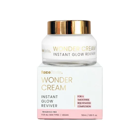 Face Facts Wonder Cream 50ml Vegan Instant Glow Reviver. Powered with Peptides + Green Tea