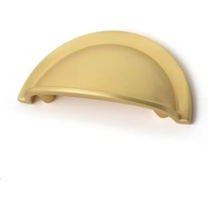Satin Brass Finish Drawer Cabinet Cup Handle, 64mm Fixing Centres