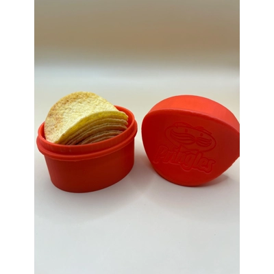 Made For Pringles To Go Chip Holder Red Lunch Box Pot Travel Container Red
