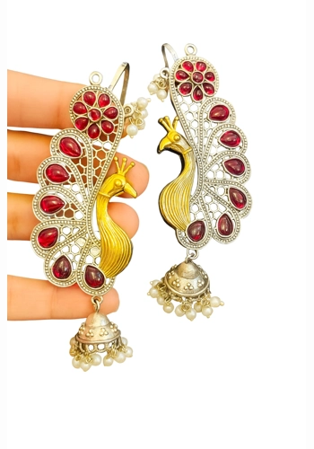 Mayurika Red Earcuffs