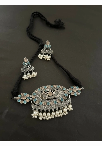 Azure Peacock Pearl Necklace Set