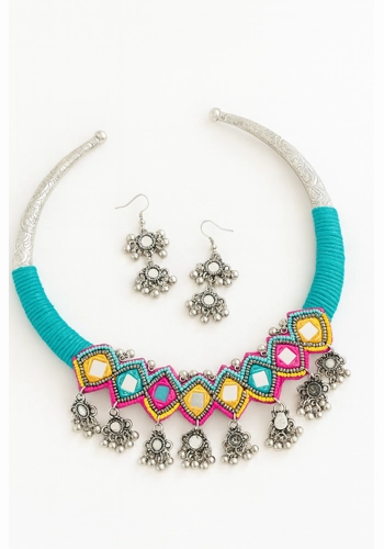 Turquoise Mirror Work C..