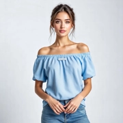 Light Blue Bardot Top