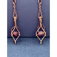 Red Tiger Eye Dangly Earrings
