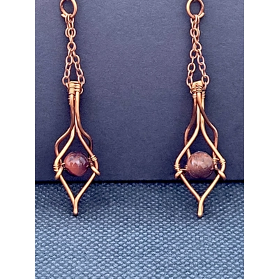 Red Tiger Eye Dangly Earrings