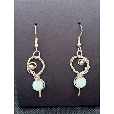 Amazonite and Silver plated Copper Wire Earrings