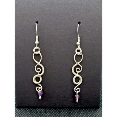 Siver and Amethyst Dangly Earrings