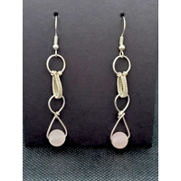 Rose Quartz Bead Long Dangly Earr..