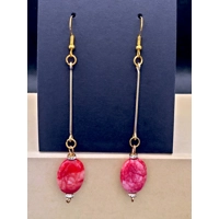 Extra Long Pink Bead Earrings