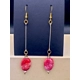 Extra Long Pink Bead Earrings