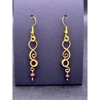 Golden Swirl Garnet Earrings