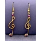 Hammered G Clef and Garnet Earrings