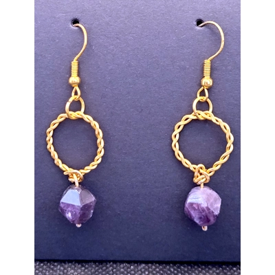 Amethyst Golden Ring Earrings