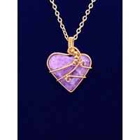 Amethyst Heart Wire Wrapped Pendant