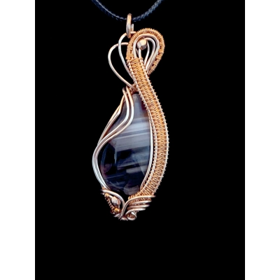 Banded Agate With Golden Wire Wrap