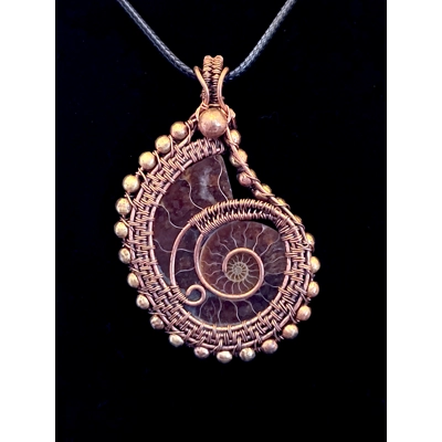 Large Ammonite Wire Wrap Necklace