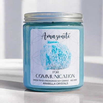 Amazonite Crystal Candle Amazonite Crystal Candle