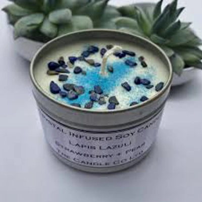 Lapis Lazuli Crystal Candle