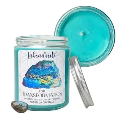 Labradorite Crystal Candle