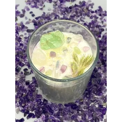 Rutilated Green Quartz Crystal Candle