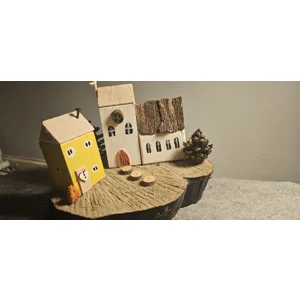 Handmade Wooden Church And Cottage, St Helens Church, Wooden Ornament