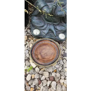 Vintage wooden and tibetan silver trinket altar bowl