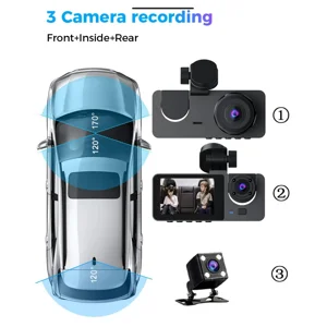 Triple lens dash cam,1080p hd, night vision and reverse camera